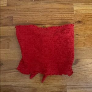 Hollister Red Smocked Crop Top